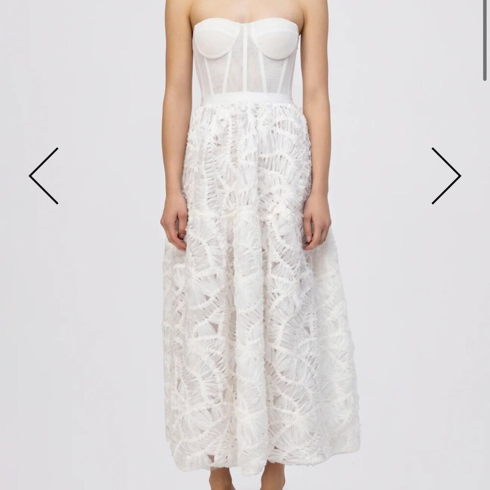 Mikko Organza Strapless Bustier Midi-Dress